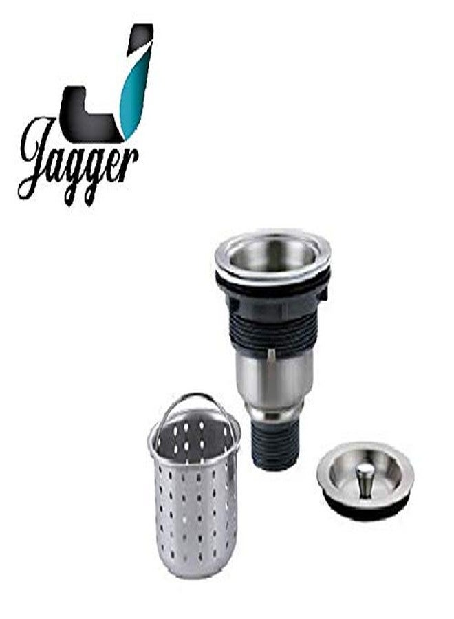 JAGGER وصلة تصريف مياه حوض المطبخ المصنوعة من الفولاذ المقاوم للصدأ من جاغر أو شبكة تصريف المياه المستخدمة في حوض المطبخ (مادة الفولاذ المقاوم للصدأ من الدرجة 304 مع سلة سفلية 4 بوصة) - Image 3